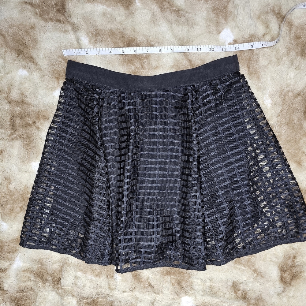 NBD Black Grid Mesh Skater Skirt